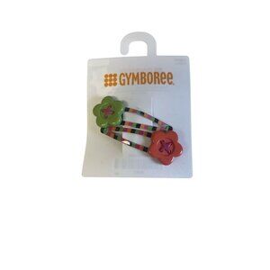 Gymboree Girls Flower Hair Clips With Striped Design